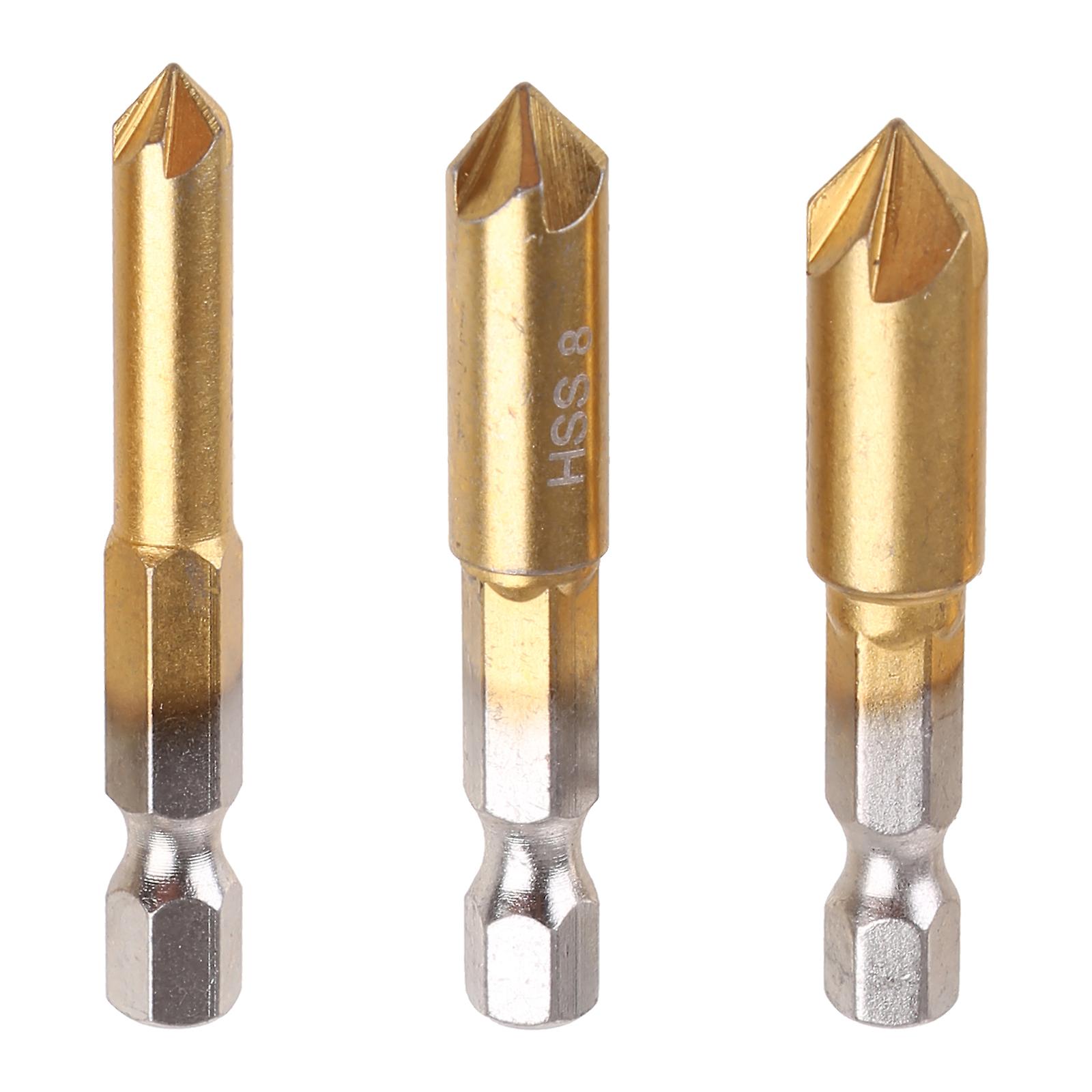 Compact Countersink Drill Bit Set Quick Change Bit 1/4 in Hex Shank Chamfer