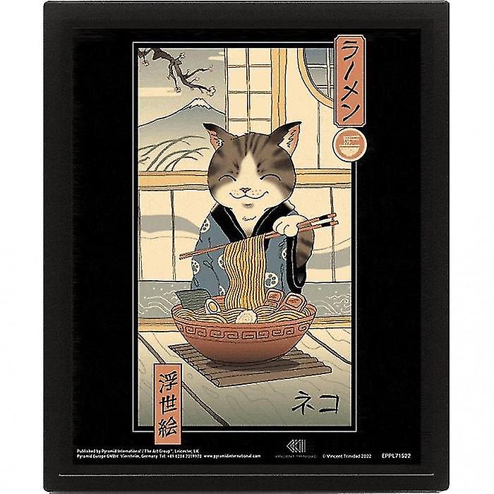 Vincent Trinidad Neko Ramen Ukiyo 3D Framed Poster