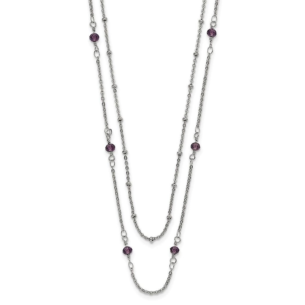 4,5 mm en acier inoxydable poli 2 brins cristal violet perlé avec 1 pouce d’extension collier 16 pouces brin-collier pour