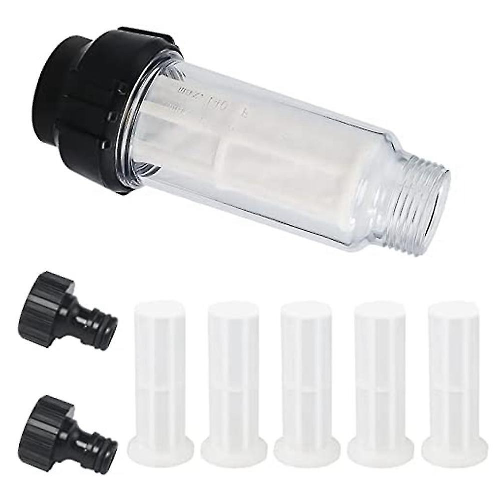 Water Filter Garden Hose, 3/4 Inch Water Pre-filter Water Filter Set with 5 Filter Inserts + 2 Quic