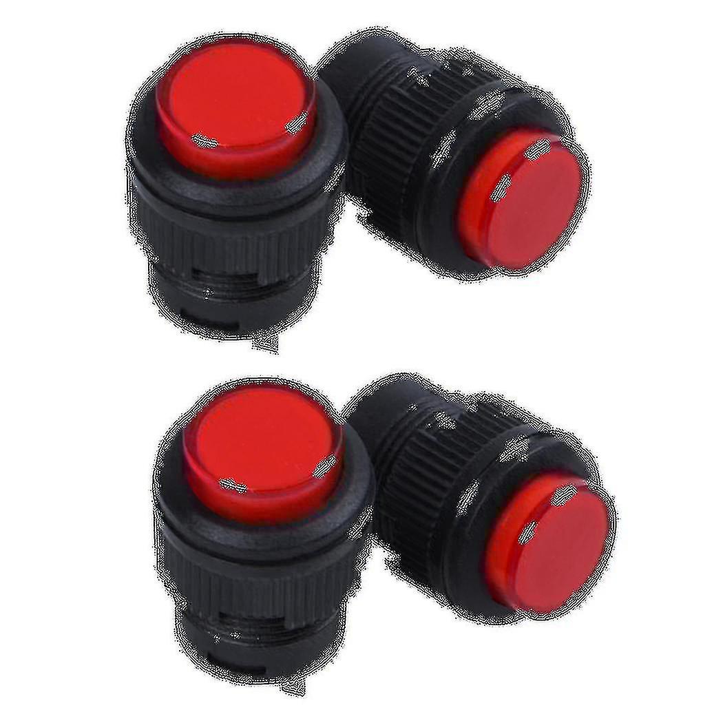 4 Pcs 4 Terminals Red Led Lamp Momentary Push Button Switch Dc 3v