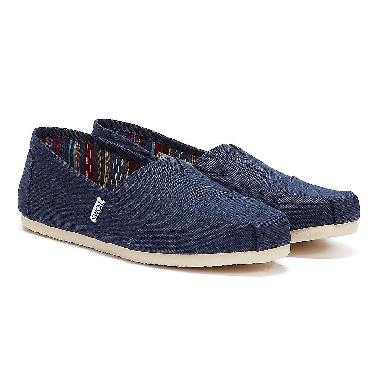 TOMS Womens Navy Blue Canvas Classic Espadrilles