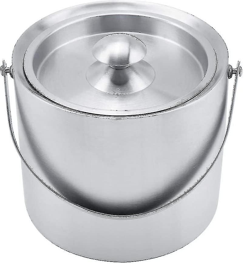 Stainless Steel Insulated Double Walled Ice Bucket With Cover Lid And Handles For Wedding Parties Picnics(3l)