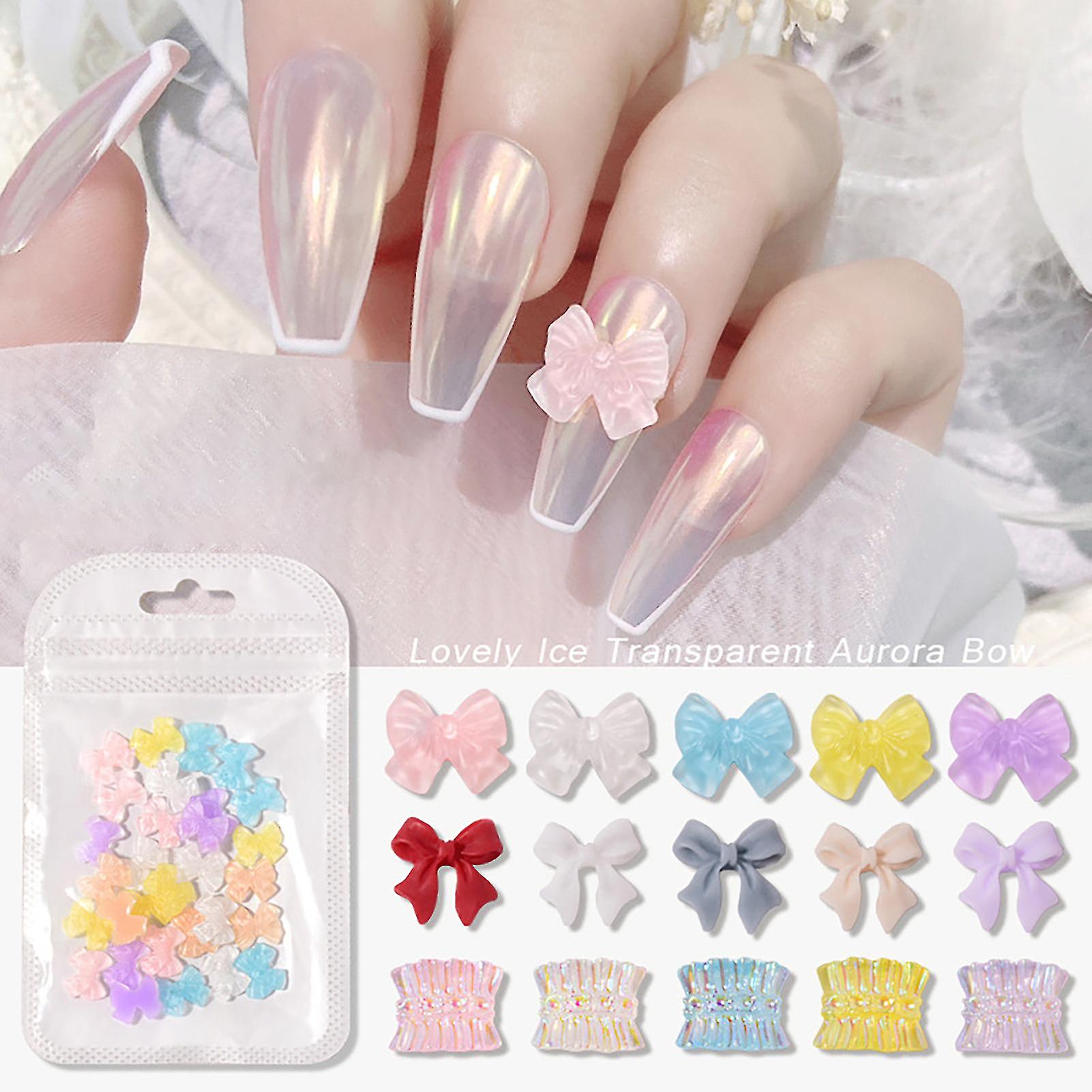 Trumsen 30pcs / set Nail Bow Strass Facile à coller 3d Résine Diy Manucure Papillon Strass pour la b