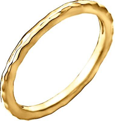 14Kイエローゴールドサイズ7 1.8mmポリッシュハンマースタッカブルリング-女性用スタッカブルリング-1.8グラム