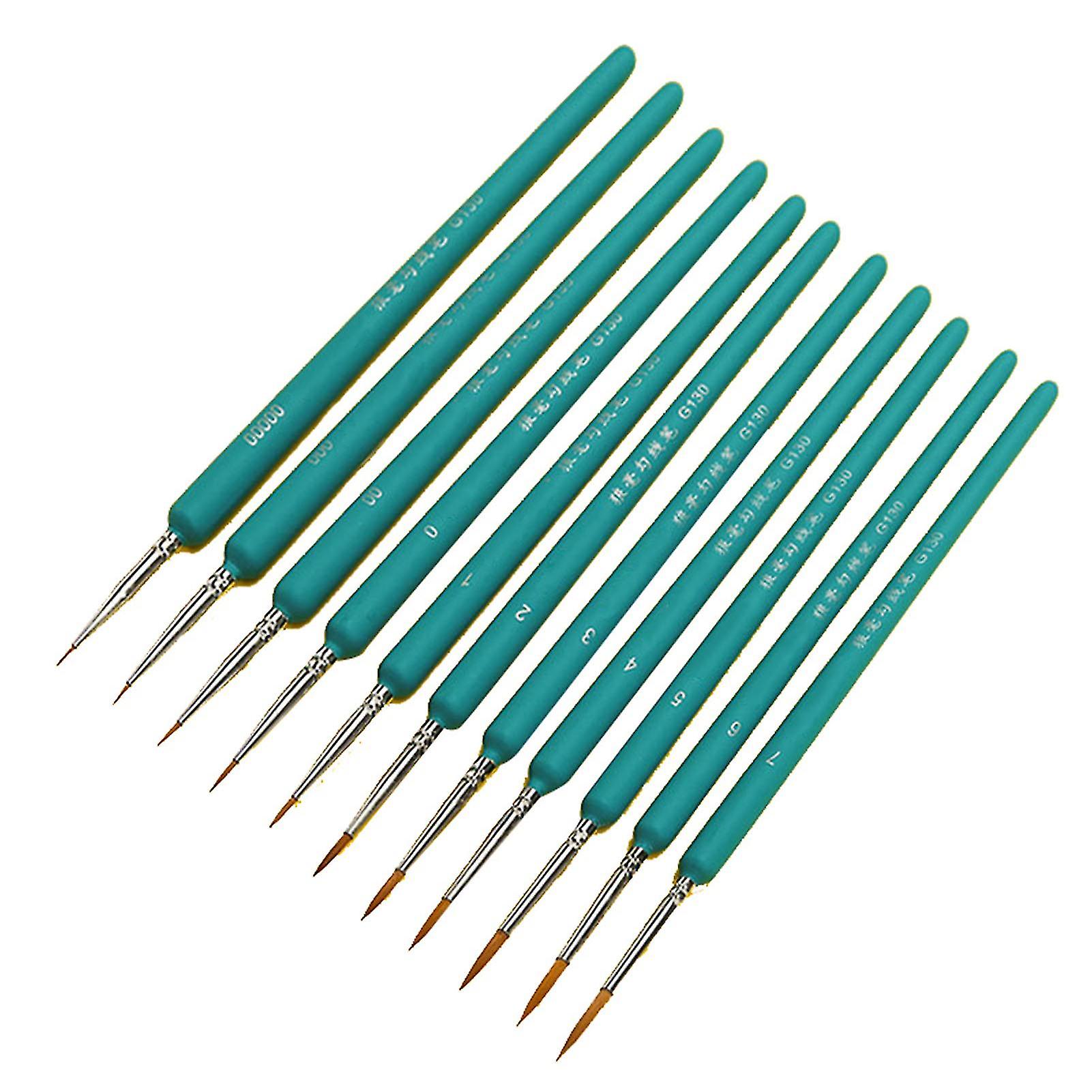 11Pcs Detail Paint Brush Set Ergonomic Handle Soft Weasel Hair Good Adsorbability Detail Brush for Line Drawing Sky Blue, 11Pcs