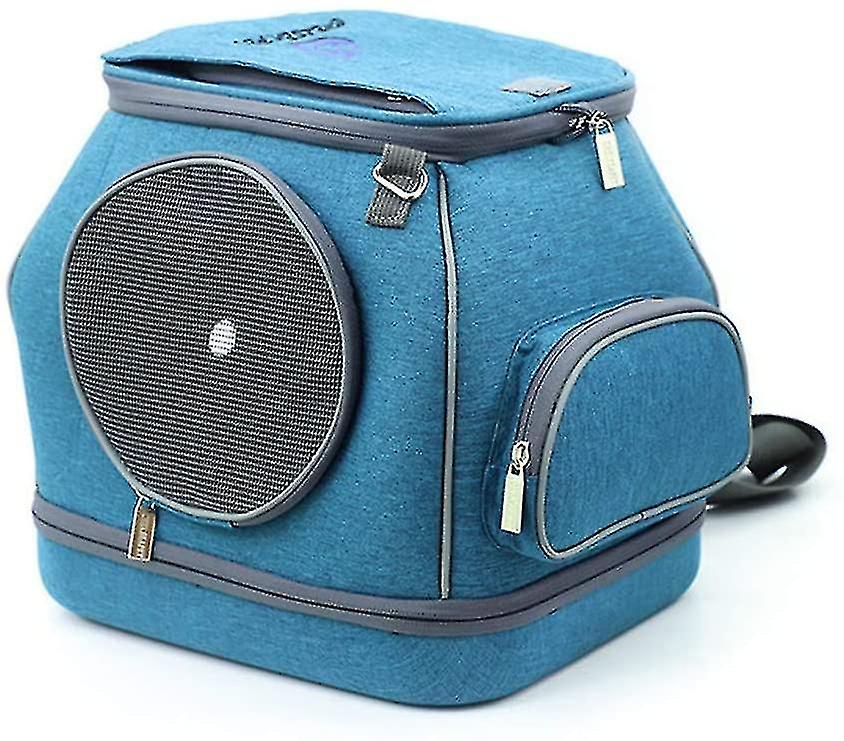 Pet Backpack Breathable Cat Basket Reflective Design Detachable, Foldable, Dimensionally Stable Pet Backpack With Blue Breathable Window Mesh ==