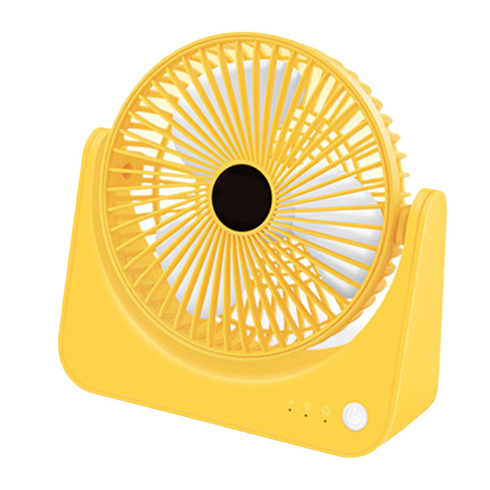 USB Small Desk Fan Quiet Operation Portable Mini Rechargeable Desktop Fan for Home Student Dormitory Office Yellow 