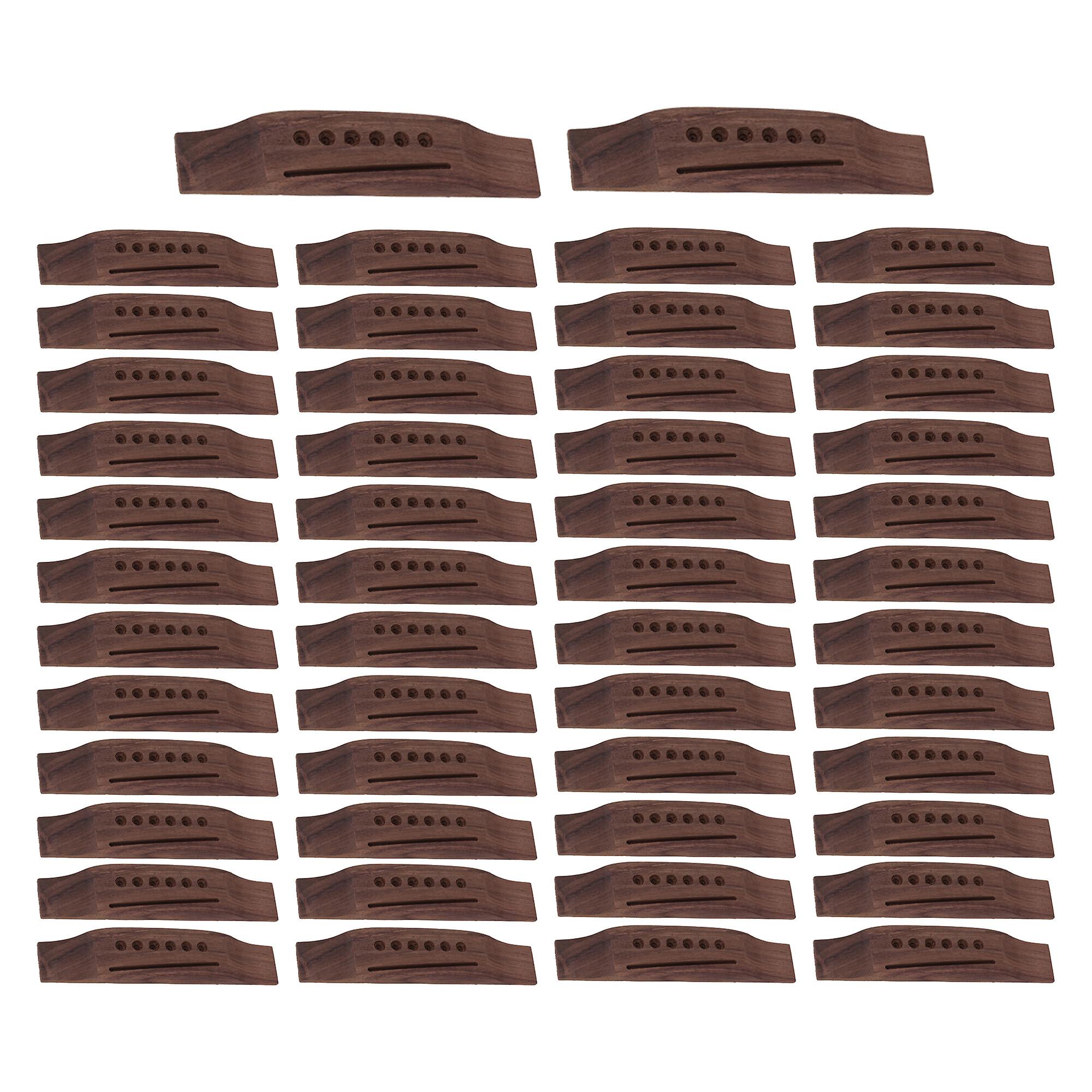 50 Pcs Acoustic Guitar Wooden Saddle Tailpiece Bridge for 6 Strings Kit