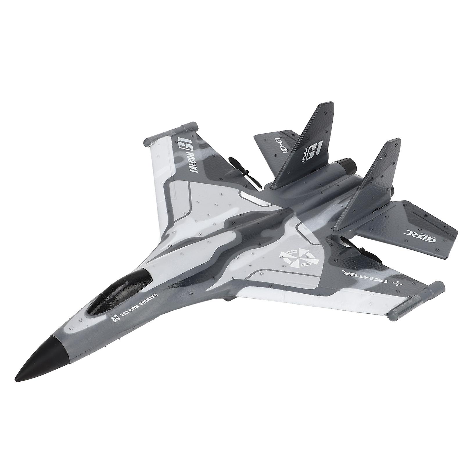 RC Glider Plane Lightweight Flexible Remote Control Airplane with LED Light for Children Camouflage Gray 3 Battery