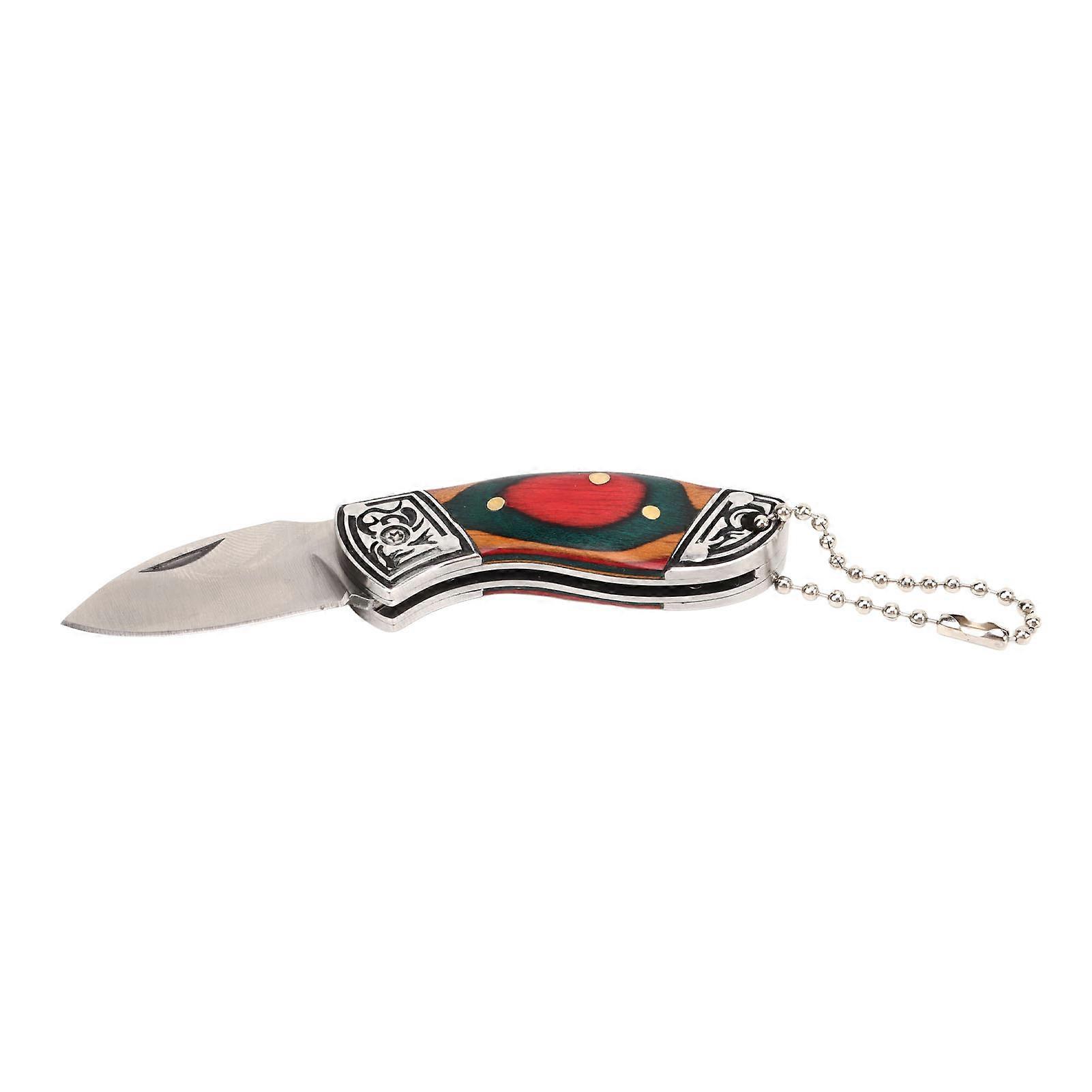 Pocket Knife Small Mini Pocket Knife Stainless Steel Blade Wooden Handle for Outdoor Survival Peeling Fruits Red Yellow Green