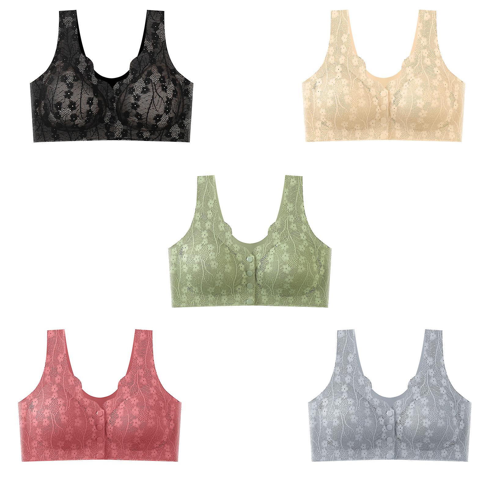 Attine Front Button Bras For Women Wireless Underwire Bra Closure Shaping Bras Comfortable Breathable Coverage Brassiere