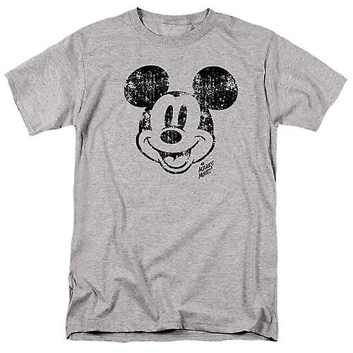 Disney Mens Mickey Mouse Face Distressed T-Shirt