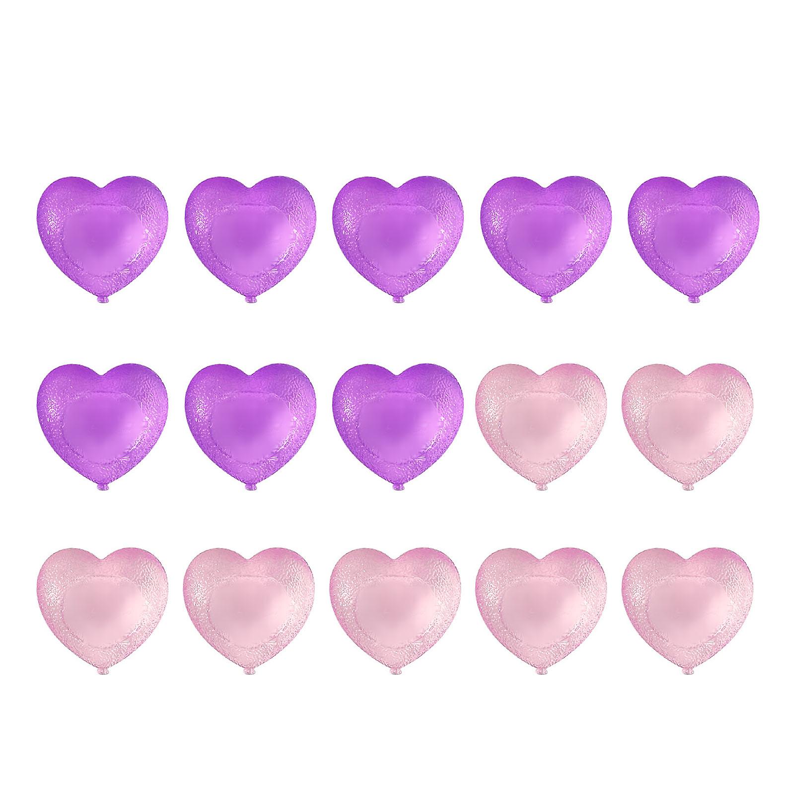 15PCS Reusable Ice Cube Cute Cartoon Heart Shaped Refreezable Washable Plastic Ice Cubes for Making Cold Drink Purple