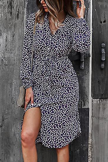 Women Summer Dress Women's Winter And Autumn Long Sleeve Button Slit Dress