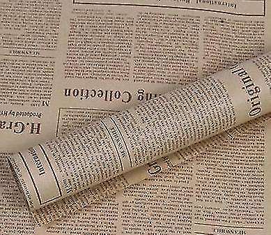 B Retro English Newspaper Double Sided Flowers Wrapping Paper