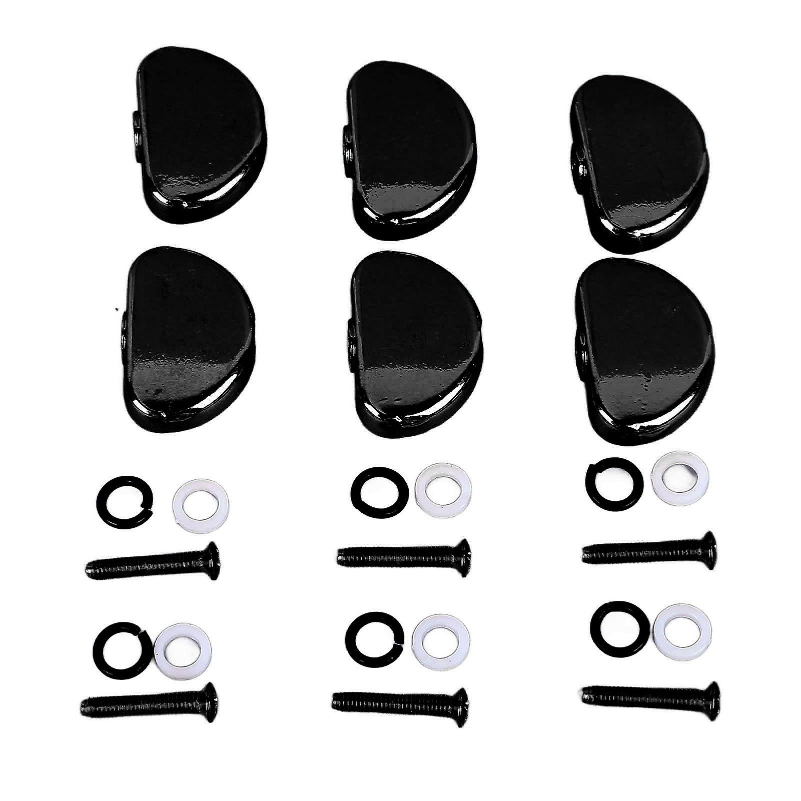 6Pcs Electric Guitar Tuning Peg Key Button Folk Guitar Tuning Peg Handle for Replacement Black 