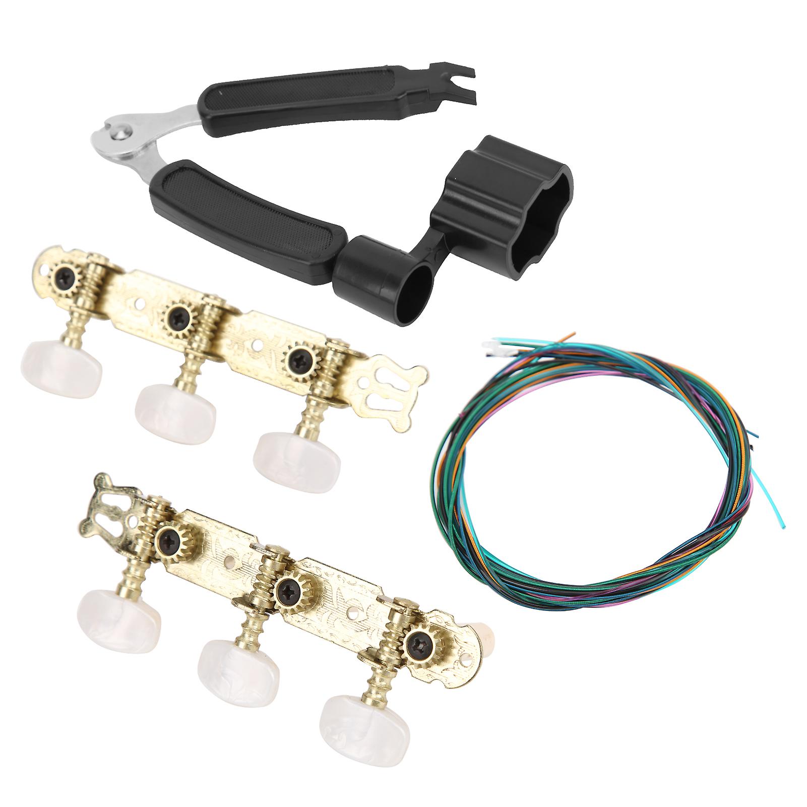 3 in 1 Guitar Tool Set, Black Instrument Accessory with Gold Plated Machine Heads for Repairing