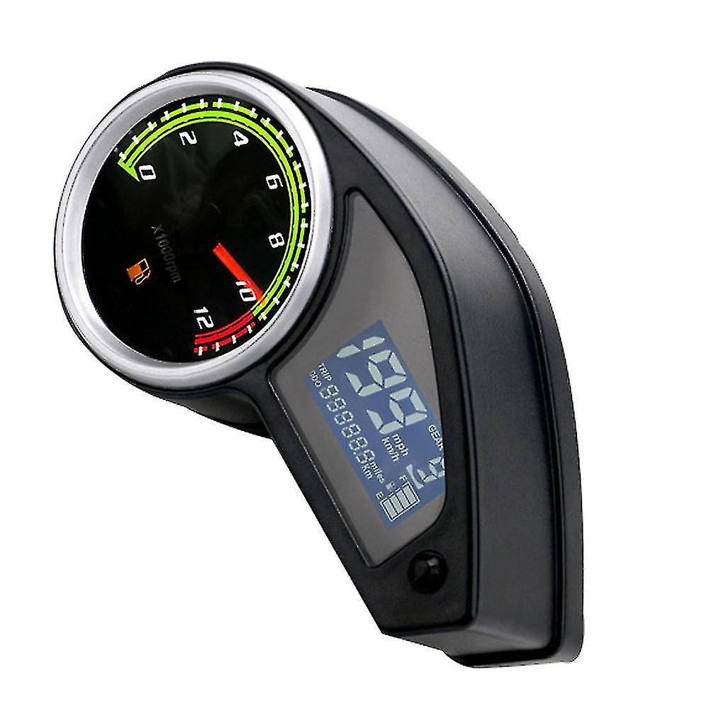 Black motorcycle speedmeter lcd digital odometer gauge tachometer meter fuel dial universal modified