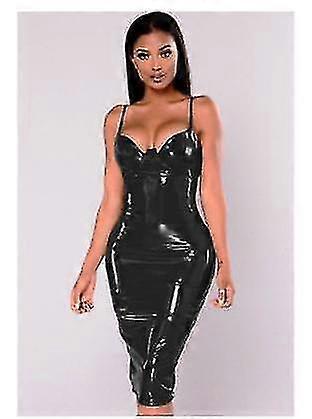 4xl 5xl 6xl Size 2017 Pvc Wet Look Es Women Red Knee Length Zipper _h