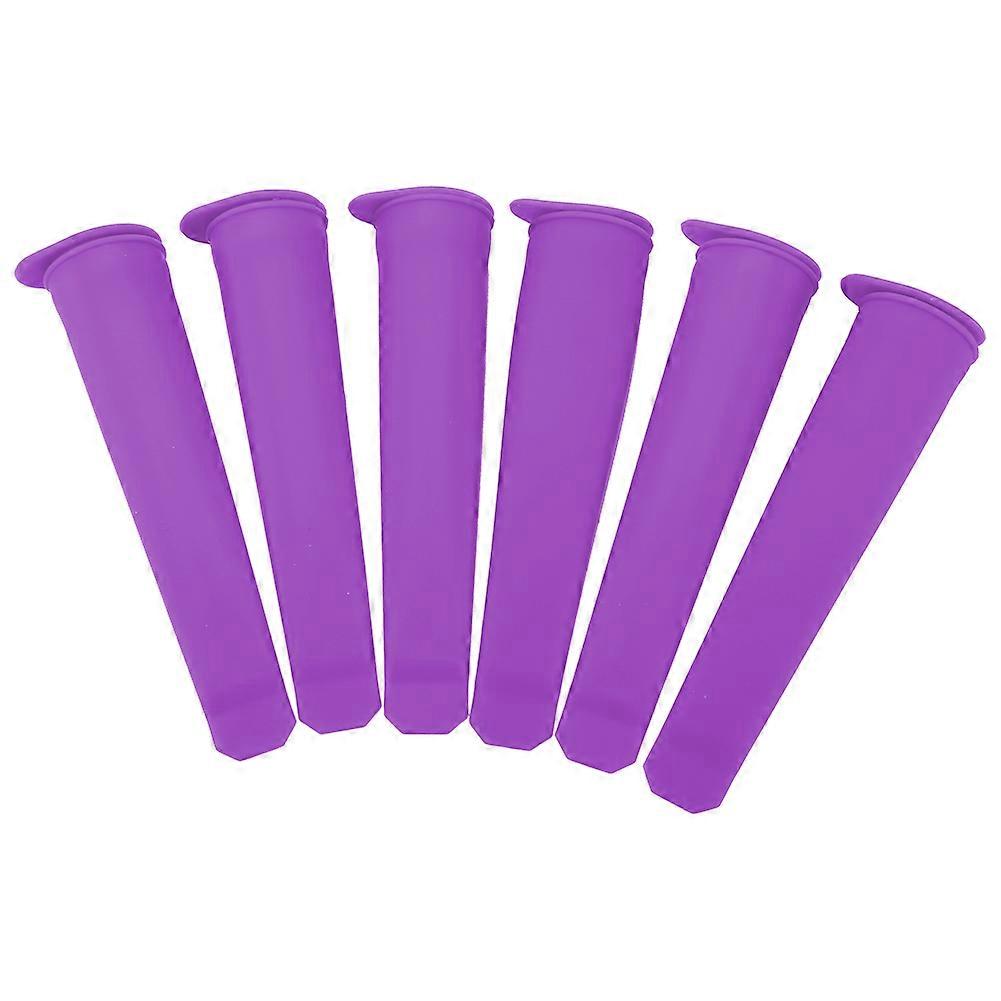 6pcs/Set Silicone Pop Mold Push Up Frozen Ice Cream Maker with Lid Kitchen DIY Tools(Purple)