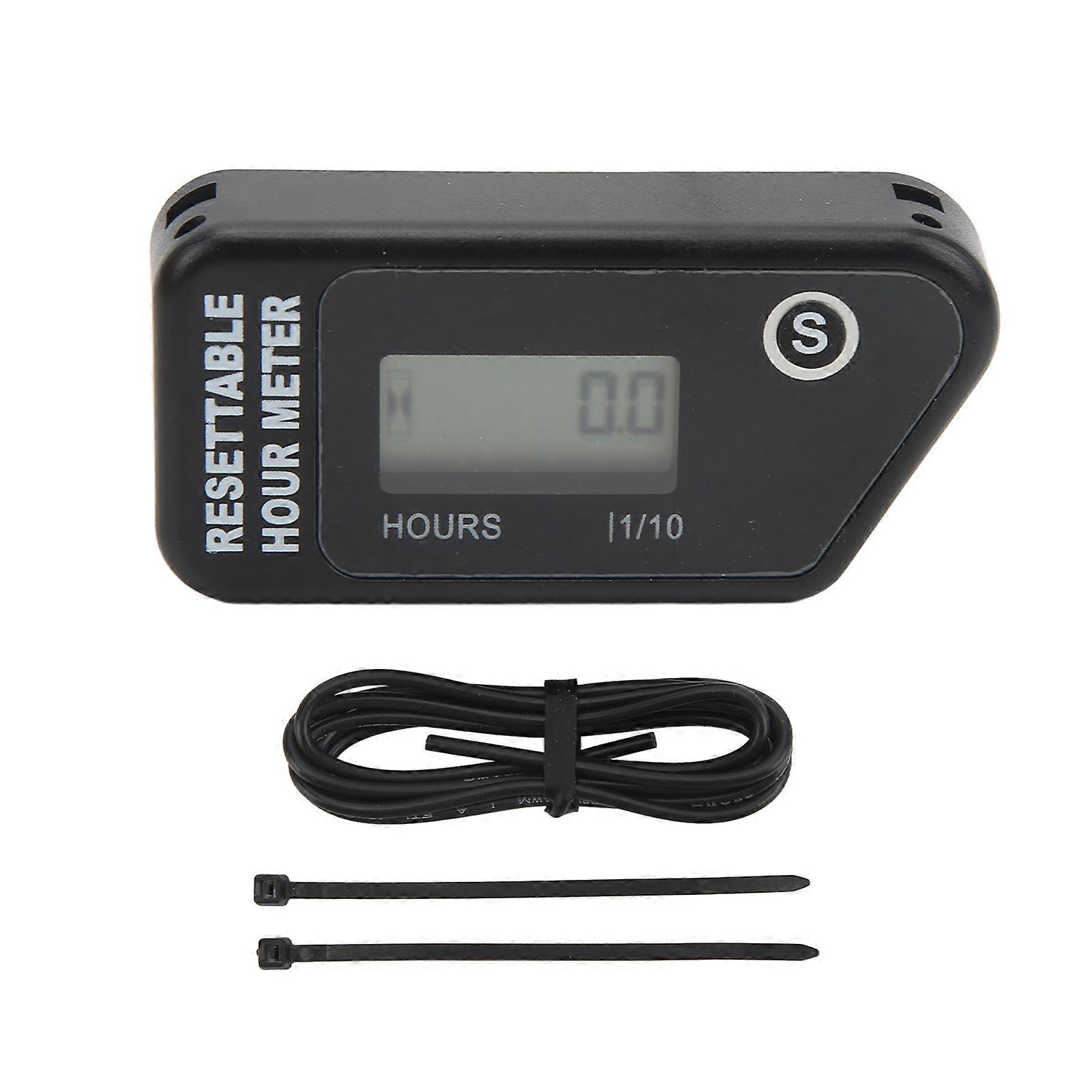 Motorcycle Digital Tach Hour Meter Lcd Display Timer Ip68 Waterproof Induction Type For Gasoline Engine