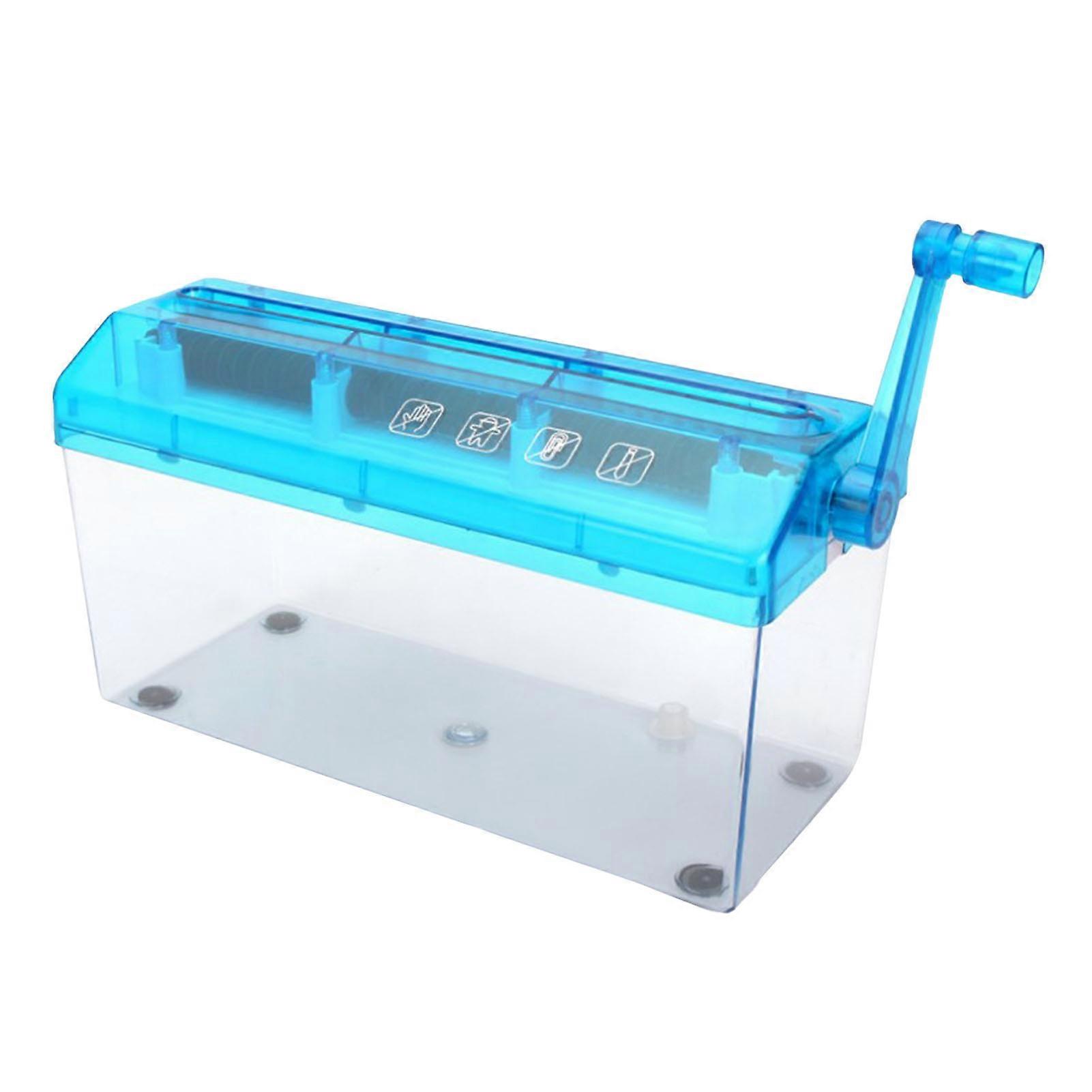 Paper Shredder Plastic Manual Operation Transparent A4 Cutting Machine Tool for Office Blue