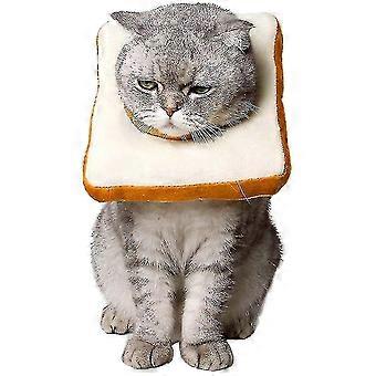Adjustable Cat E-collar, Cute Toast Neck Cone After Surgery, Wound Healing Protective Cone Bread Surgery Recovery Elizabethan Collars, Soft Edge For K