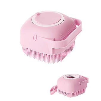 Cepillo de baño de masaje de silicona con dispensador de jabón Mango de ducha corporal Scrubberpink