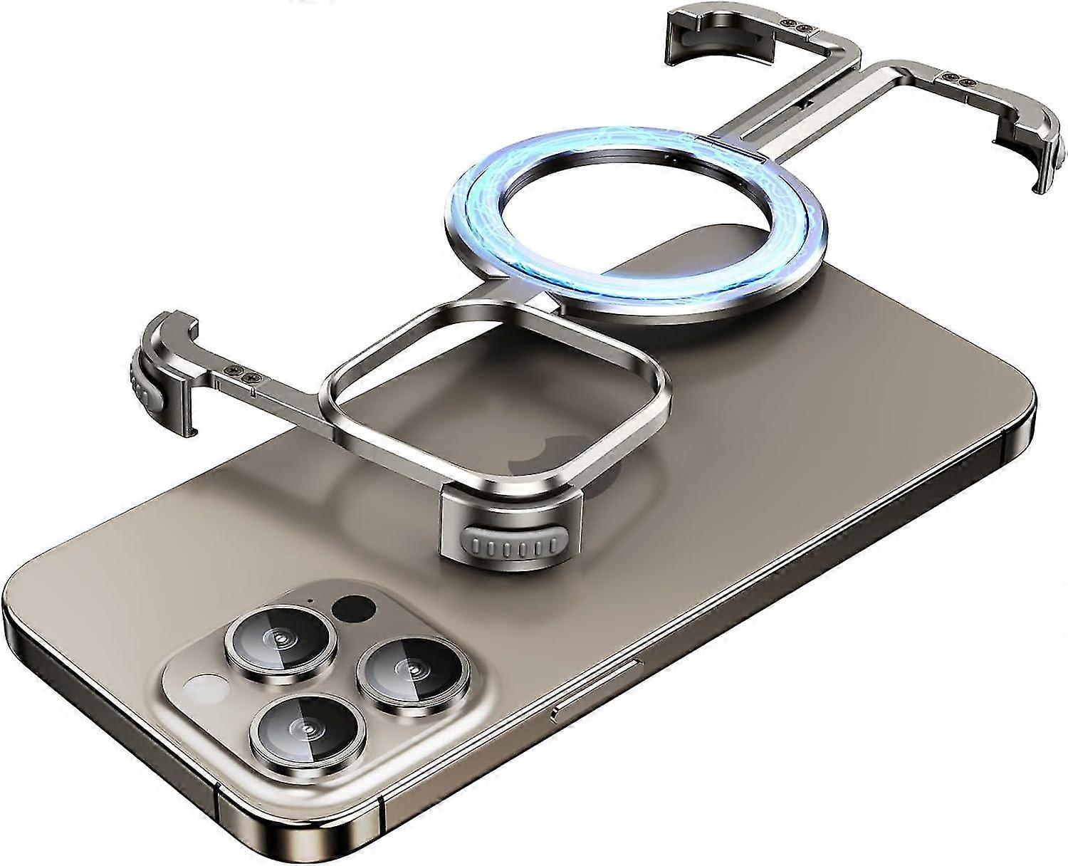 For iPhone 15 Pro Max Case, Metal Frameless, Sleek Minimalist Heavy Duty Shockproof Aerospace Grade Aluminum Shells with MagSafe Kickstand-Yvan