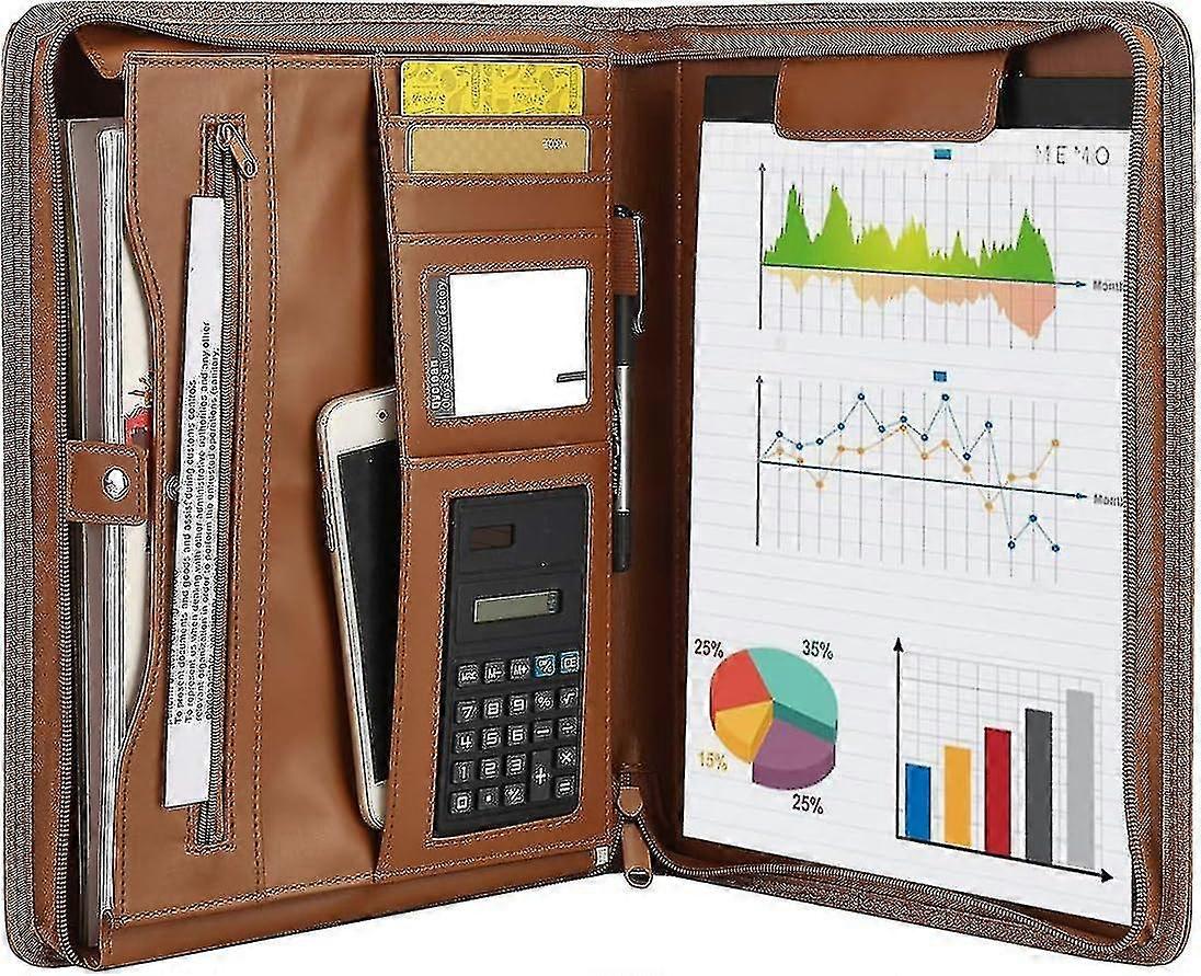 Leather Folder Business Conference A4 Portfolio Folder Padfolio Noted Case For Work School