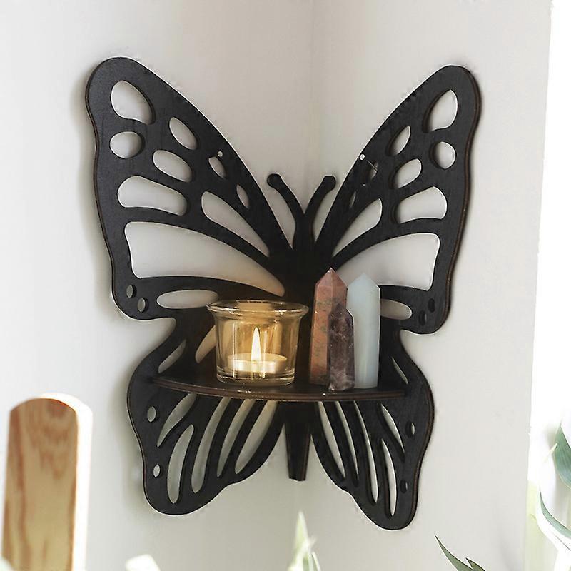 Hollow Out Butterfly Shape Corner Shelf Wall Mount Floating Shelves Crystal Crafts Display Storage Rack Decors Butterfly Crystal Floating Storage Rack