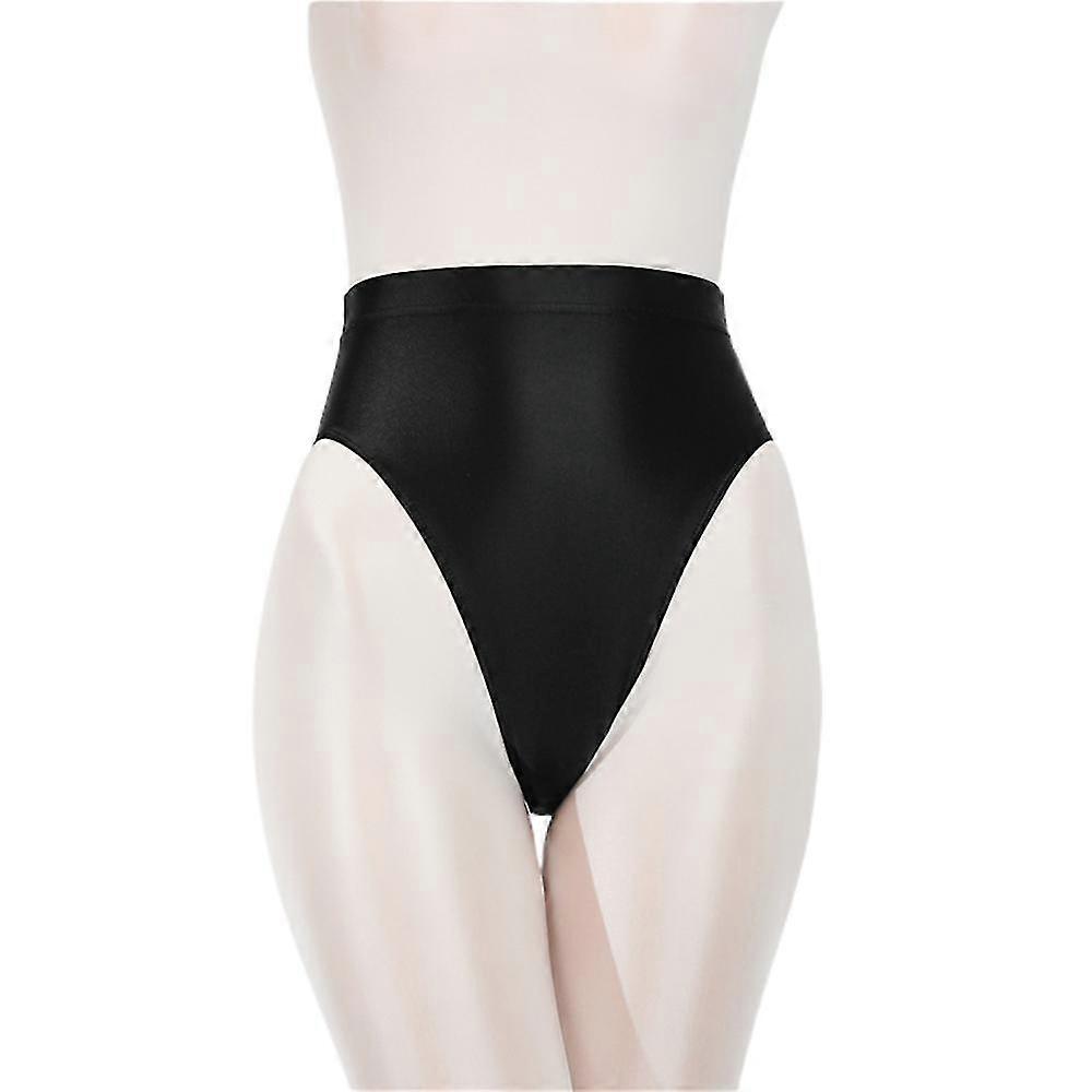 Kadın İpeksi Parlak Saten Parlak Islak Görünüm Knickers Yüksek Bel Şort İç Çamaşırı Külotlar