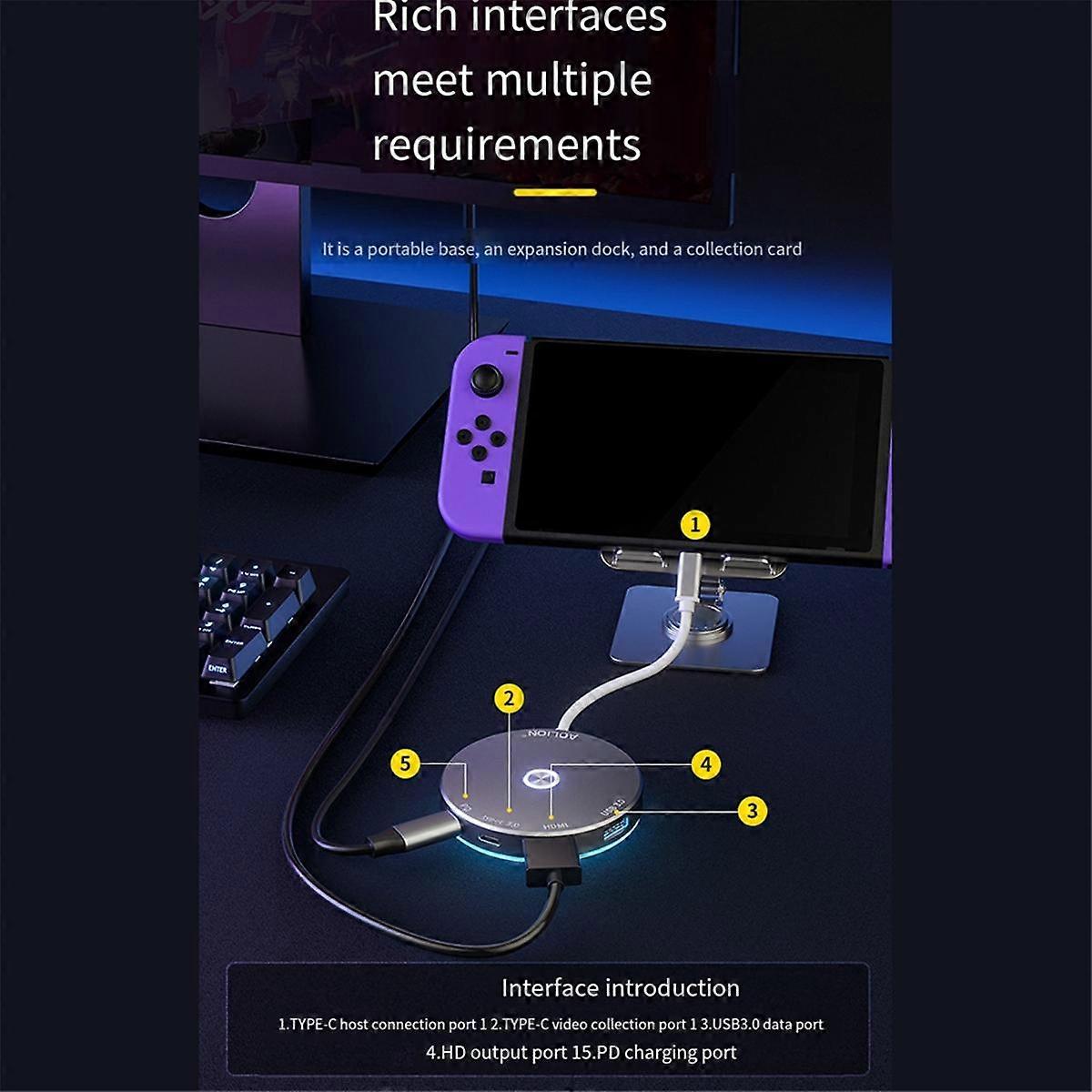 for Switch Video Capture Card Portable TV Dock for PC Live Streaming Gaming Laptop Docking Station