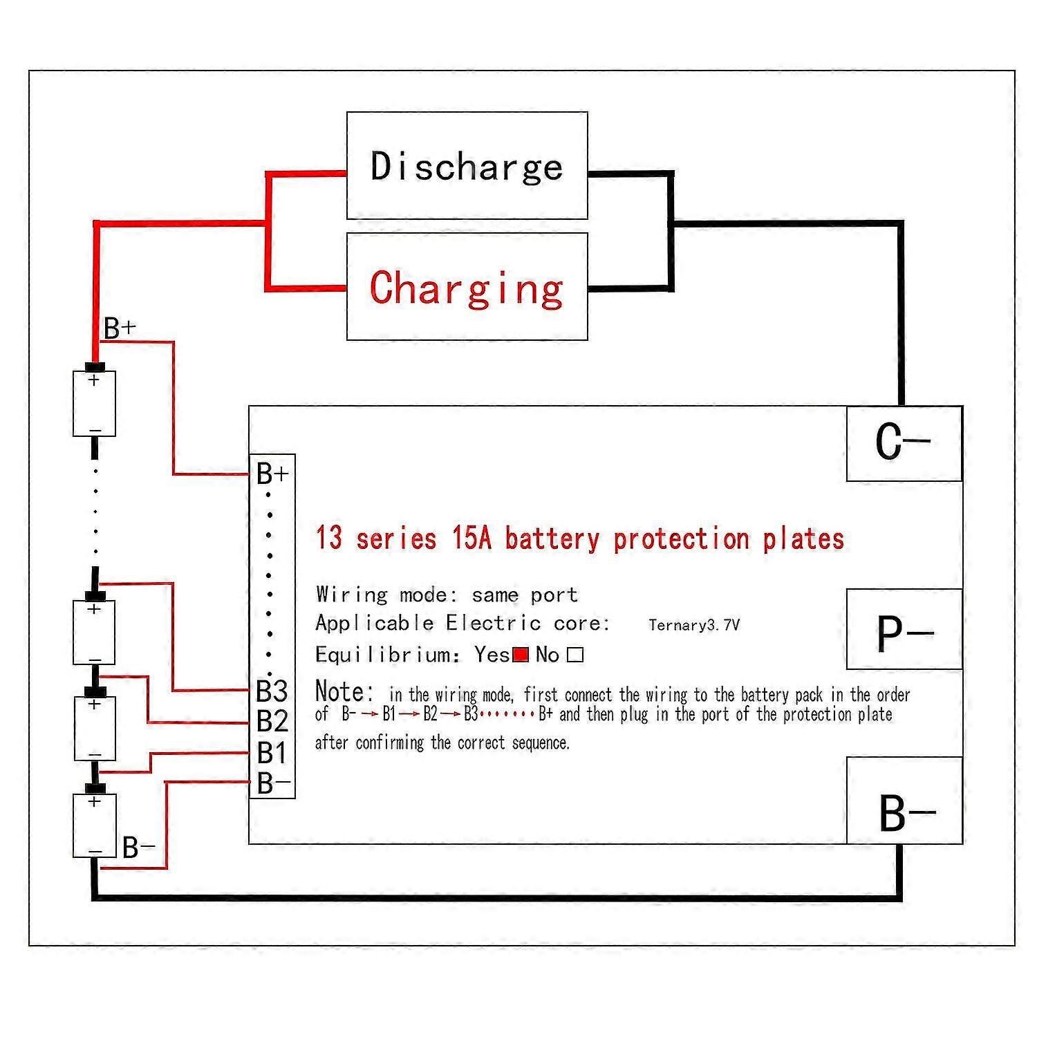 13s 48v 15a li-ion lipolymer battery bms pcb board with heatsink