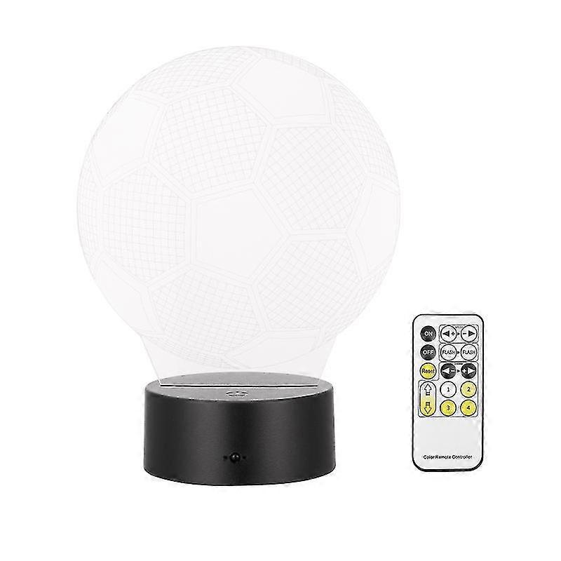 3d soccer led acrylic table lamp light 7 colors changing touch switch desk lamp night light home bedroom decor - without batteries (black)