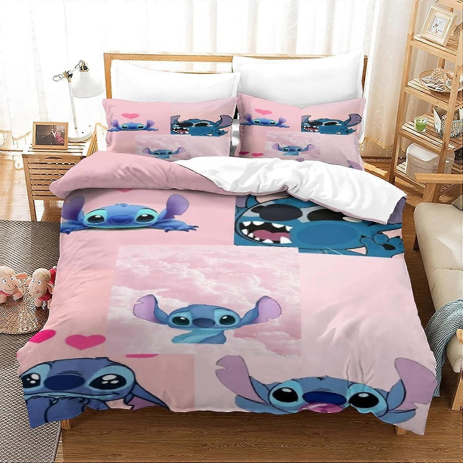 Stitch Bedding Set with Duvet Cover and Pillowcases, Soft Microfiber with Zipper Closure for Kids and Adults 135*200 CM