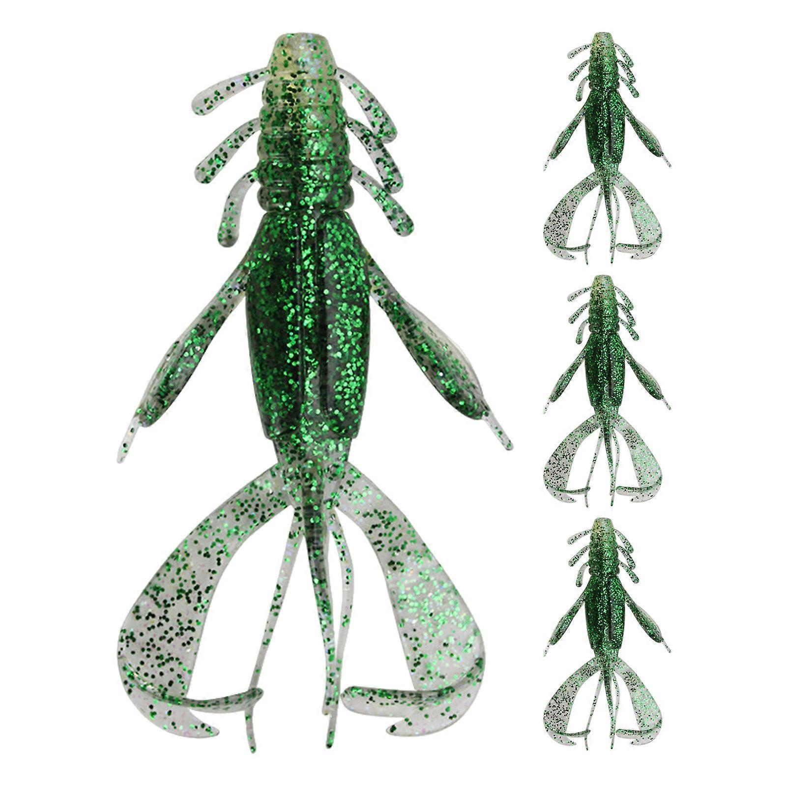 4Pcs 10CM/10G Soft Crayfish Lure with Sequins Realistic PVC Bionic Artificial Shrimp Bait Freshwater Saltwater Bass Trout Fishing Accessories