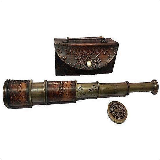 البحرية النحاس الجلود تلسكوب خمر العتيقة القراصنة Spyglass النطاق مع مربع الجلود 4064 سم دولوند لندن