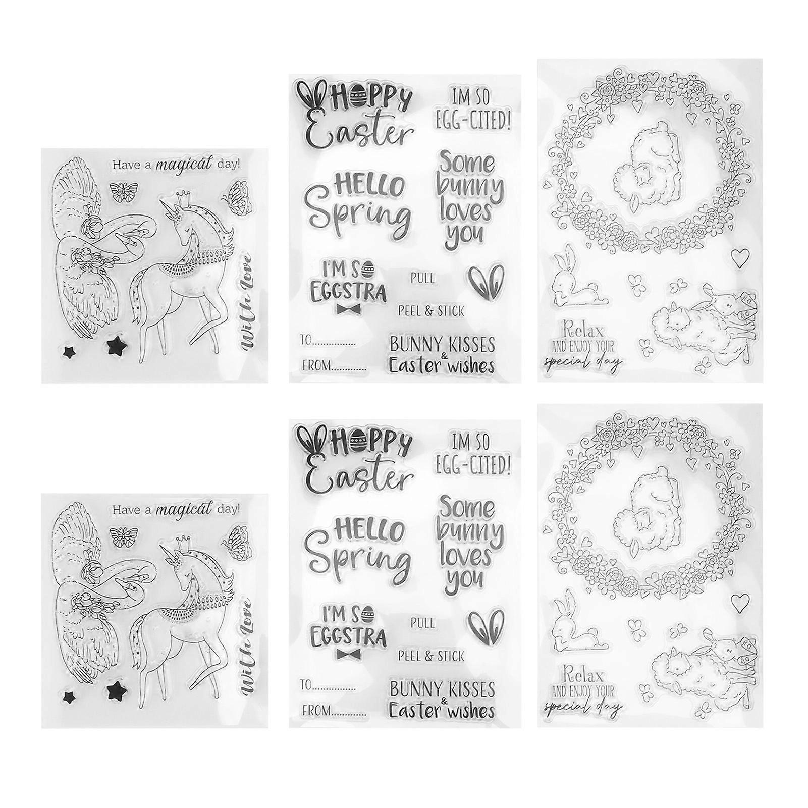 6 Sheets Clear Stamps Recycling Clear Imprint DIY Combination Card Making Stamps Decorative Stamps for Albums Invitations