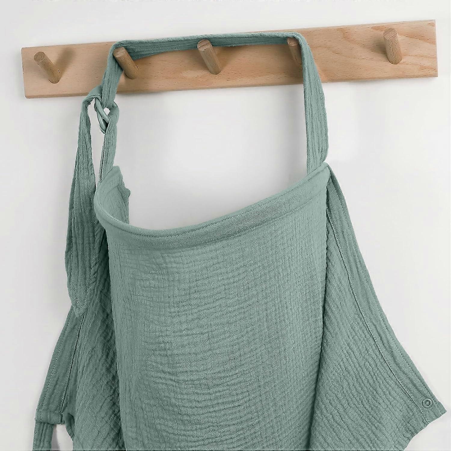 Muslin Nursing Cover for Breastfeeding, Breathable Privacy Nursing Covers with Arch Neckline for Mom, Soft Cotton Multi-use Nursing Apron (Roman Green