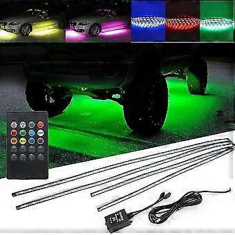 4pcs Pink Purple LED Strip Under Car Underglow Underbody System Neon Light Kit T