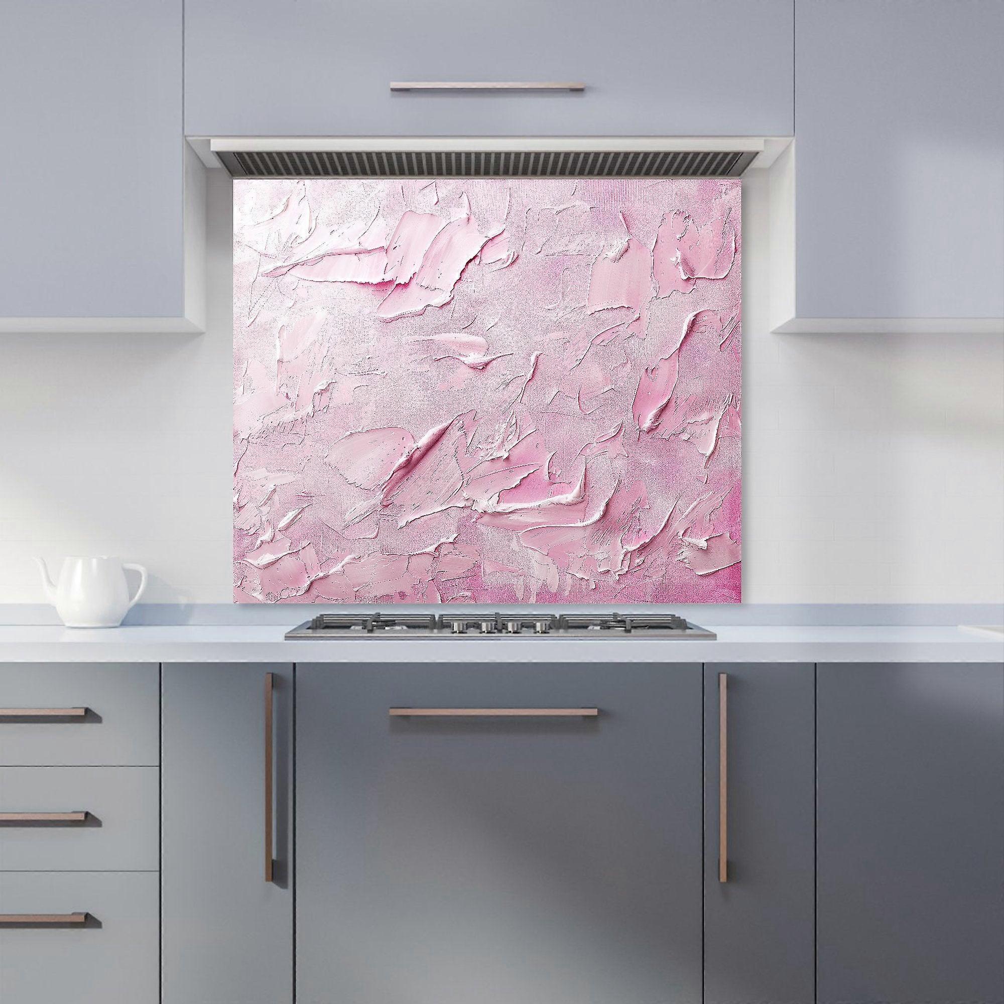 Baby Pink Textured Effect Kitchen Splashback