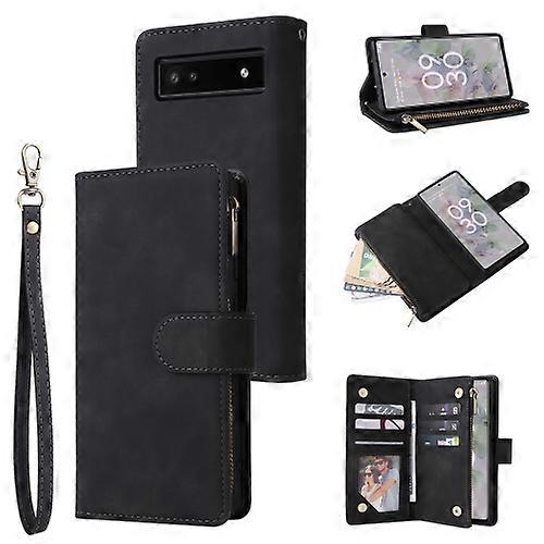 For Google Pixel 6a Multifunctional Frosted Zipper Wallet Leather Phone Case