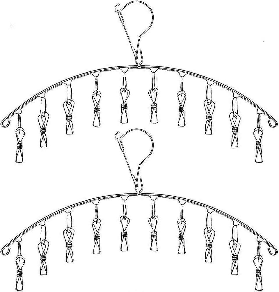 4 Pack Stainless Steel Laundry Drying Rack Clothes Hanger With 10 Clips