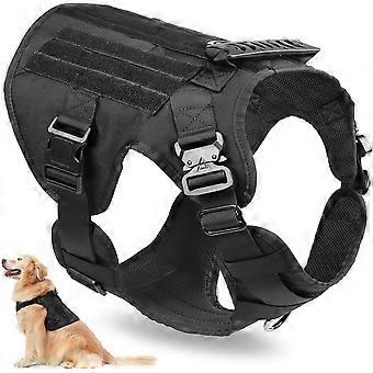 Tactical Dog Harness for Large Dogs, Military Dog Harness with Handle, Adjustable Dog Vest Harness for Training Hunting Walking, Black, L