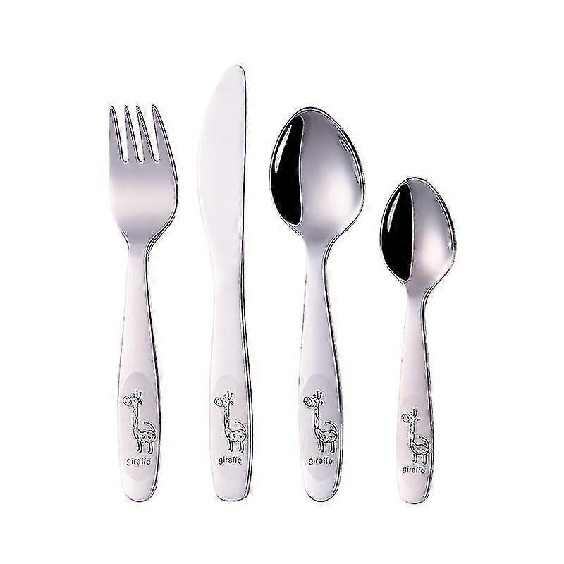 4pcs Kids Cutlery Flatware, Stainless Steel Deer Toddler Utensils Children's Cutlery Set