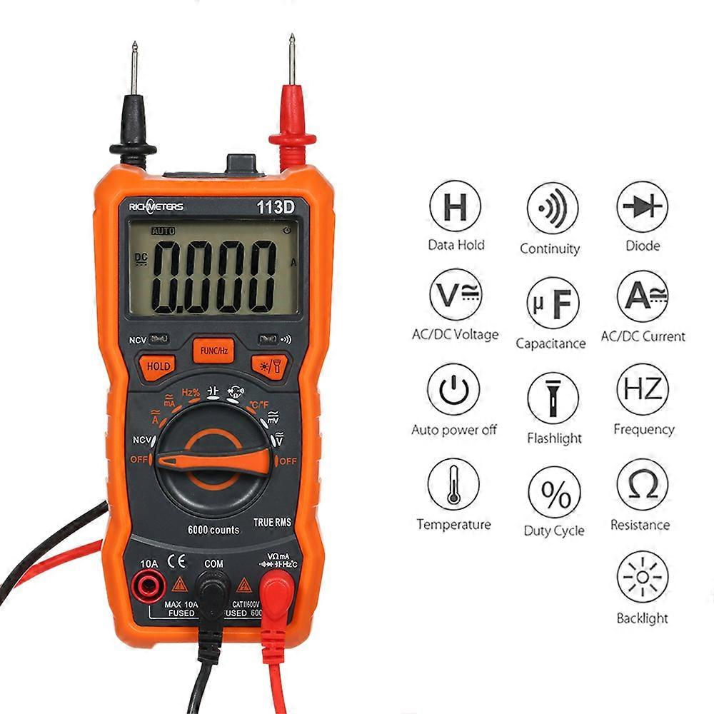 RM113D NCV Digital Multimeter 6000 Counts Auto Ranging AC/DC Voltage Meter Flash Back Light Large Screen multitester