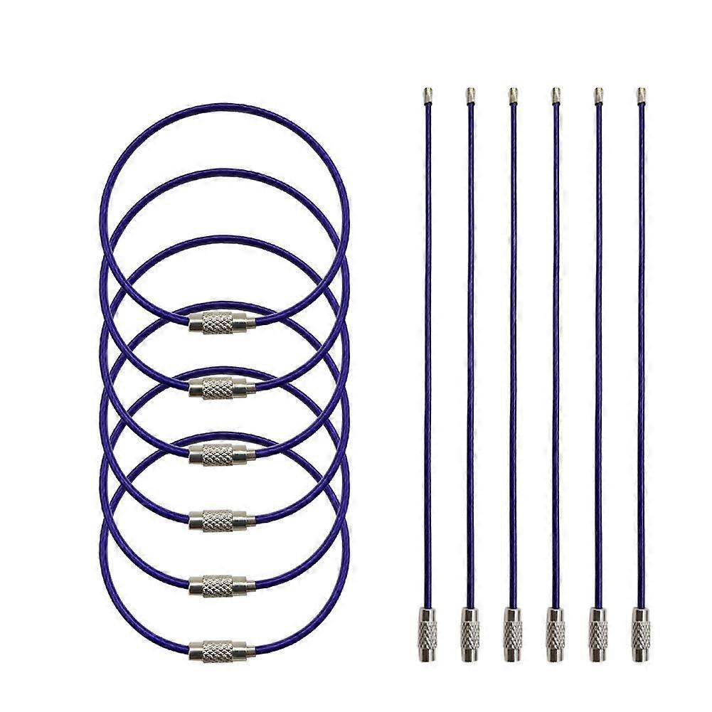 12Pcs Key Rings Stainless Steel Wire Keychains Cable Heavy Duty Luggage Tags Loops Tag Keepers