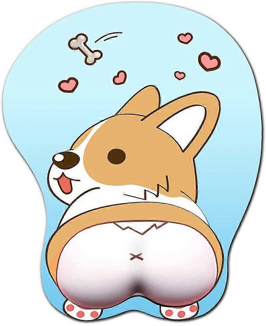 3D Mouse Pad με Στήριγμα Καρπού,Εργονομικό Soft Silicon Gel Gaming Mousepad,Χαριτωμένο Corgi Dog